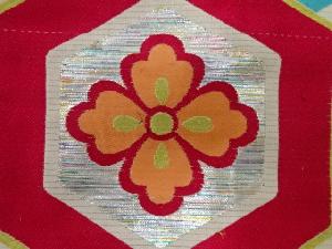 アンティーク　花亀甲模様織出し名古屋帯